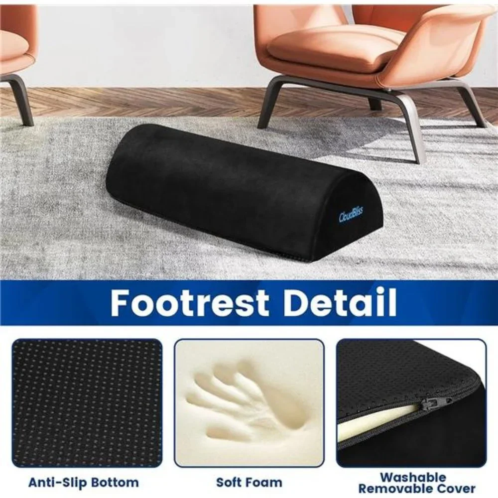 Foot Rest Pillow for Work, Office or Travel Memory Foam and Removable Cover